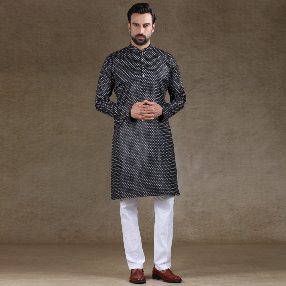 Shining black kurta online pajama