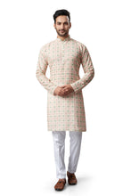 Load image into Gallery viewer, mens lucknowi fawn colour printed kurta
