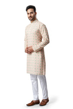 Load image into Gallery viewer, mens lucknowi fawn colour printed kurta
