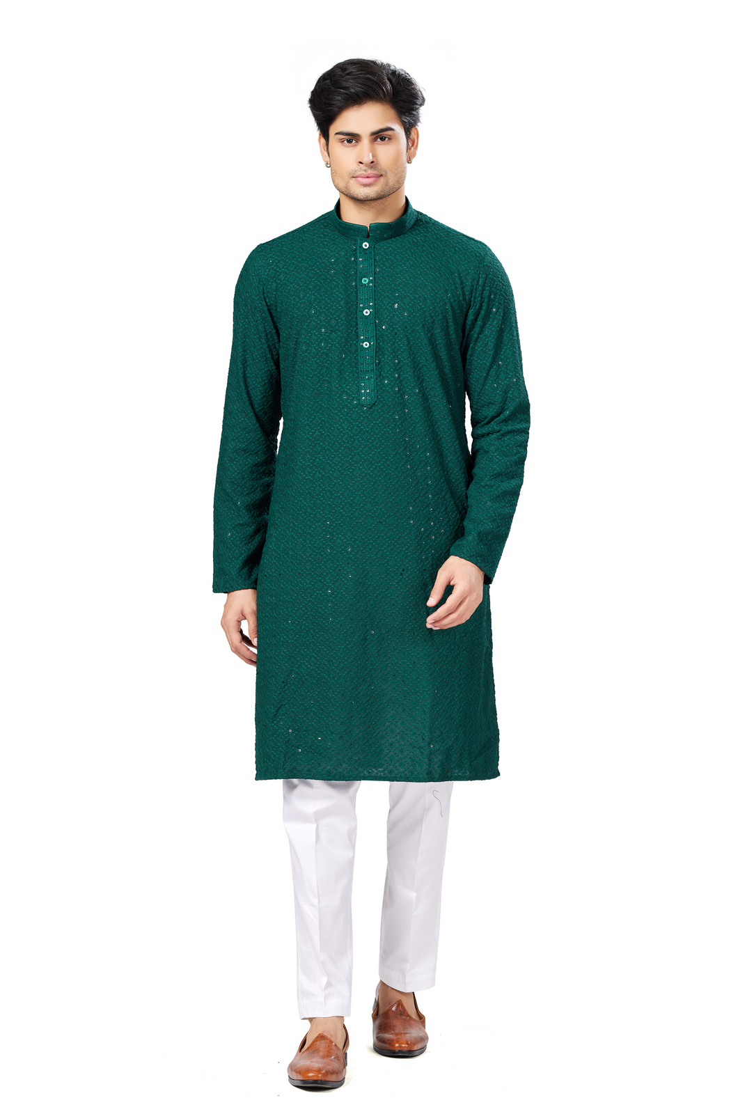 Ajay Arvindbhai Khatri Men's straight Lucknowi Chikankari  Kurta