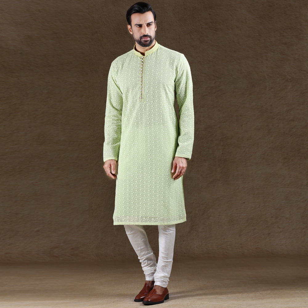 Chikan silk outlet kurta