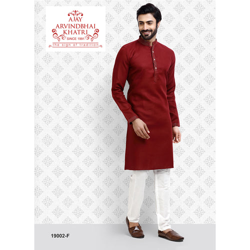 mens maroon color kurta pajama set