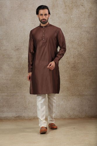 mens brown colour kurta pajama set