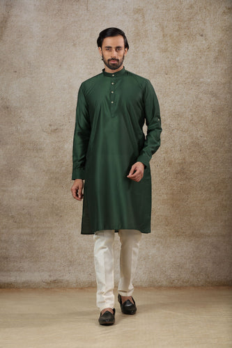 mens green color kurta pajama set