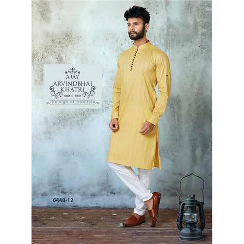 mens lemon color kurta pajama set