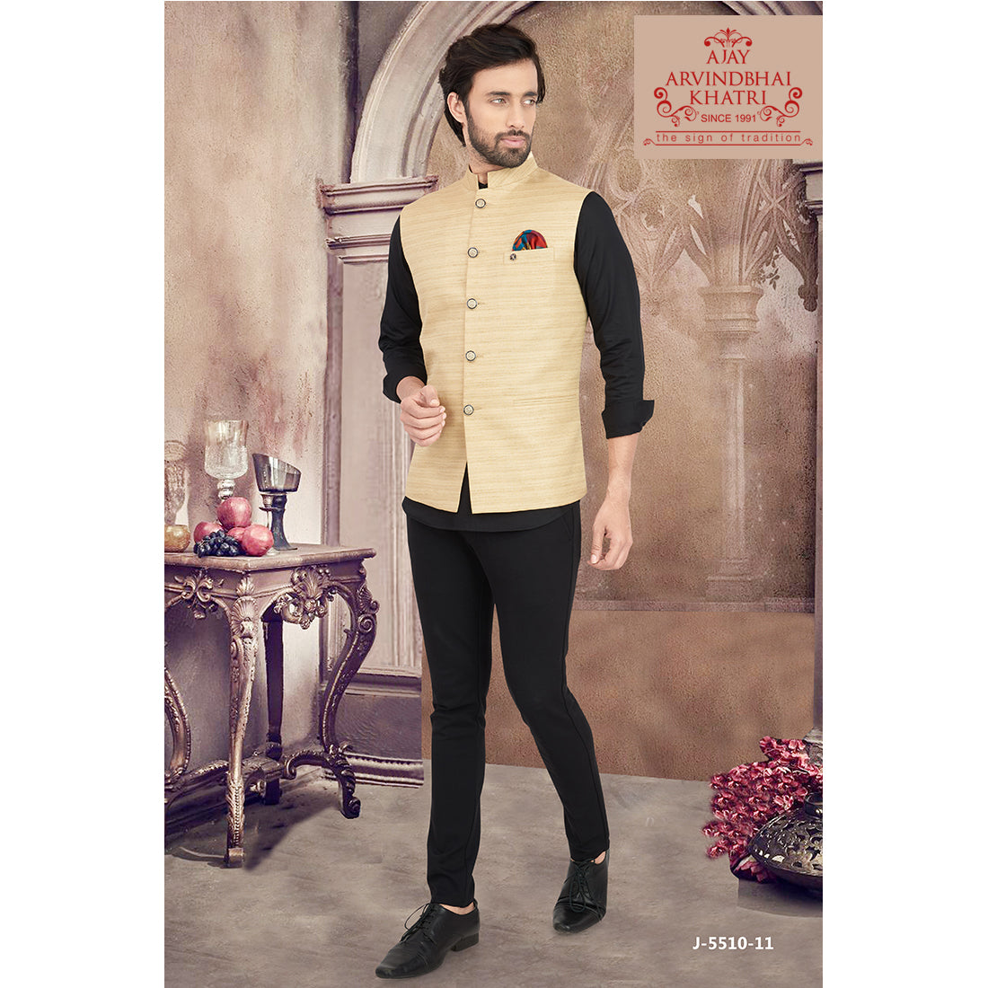 Beige colour nehru jacket hotsell