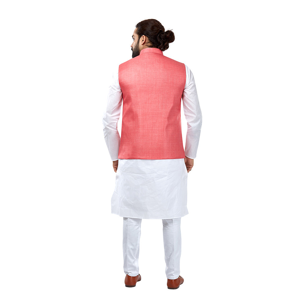 Shop Men s Kurta Pajama Set Jute Nehru Jacket AjayArvindbhaiKhatri