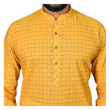 Load image into Gallery viewer, mens yellow color cotton checks kurta
